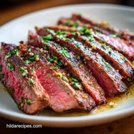 Flank Steak in an Oven with Garlic and Herbs