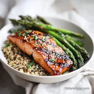 Grilled Salmon Asparagus and Quinoa Bowl