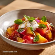 Tomato Peach and Burrata Salad