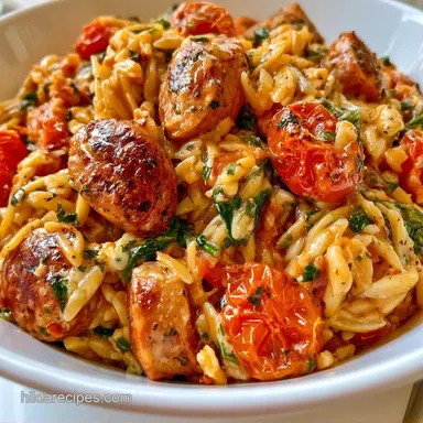 Boursin Orzo Sausage Bake in 35 Minutes Recipe Card