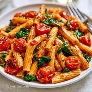 Creamy Boursin Tomato Spinach Pasta Recipe Card