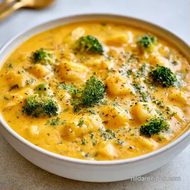 Creamy Broccoli Cheddar Gnocchi Soup Recipe Card