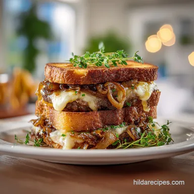 Irresistible Grilled Cheese Patty Melt Recipe for 4 Servings Recipe Card