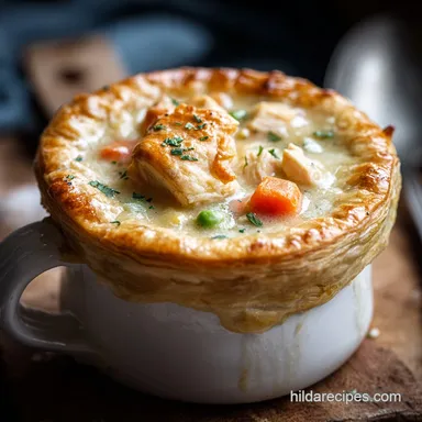Chicken Pot Pie Recipe with Cream for 6 Servings Recipe Card