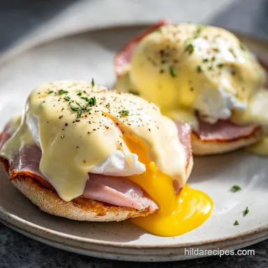 Eggs Benedict with Hollandaise Sauce for 4 Servings Recipe Card