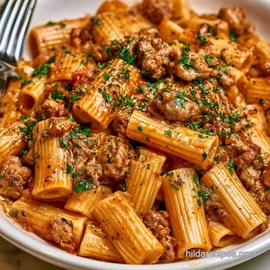 Creamy Italian Sausage Pasta in 30 Min Recipe Card