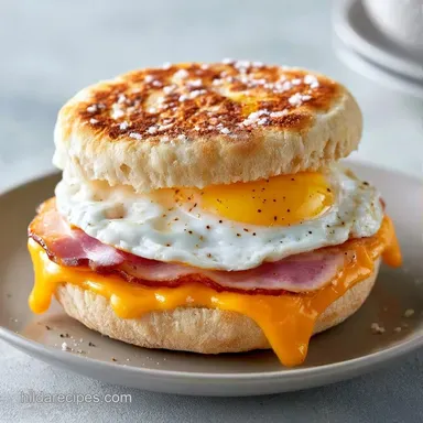 English Muffin Breakfast Sandwich for 4 Recipe Card
