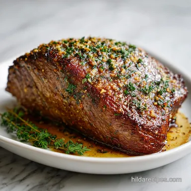 Fall Apart Sirloin Tip Roast with Garlic and Herbs for 7 Servings Recipe Card