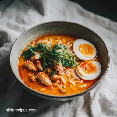 Fiery Chicken Ramen with Creamy Garlic Sauce for 2 Recipe Card