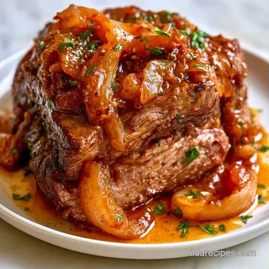 French Onion Pot Roast for 8 Servings Recipe Card