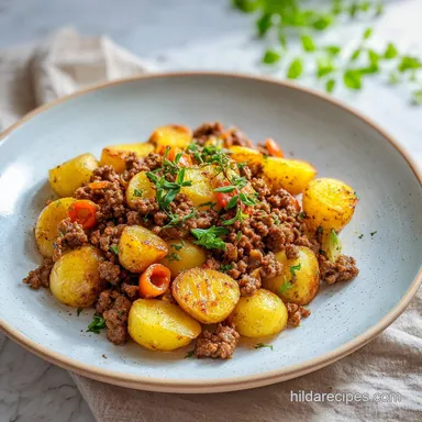 Ground Beef Recipe with Garlic and Potatoes in 30 Minutes Recipe Card
