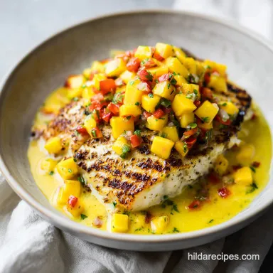 Grilled Fish with Mango Salsa for 4 Servings Recipe Card