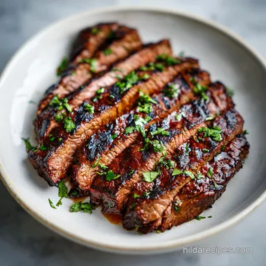 Marinated Grilled Flank Steak for 6 Servings Recipe Card