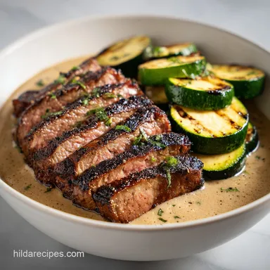 Grilled Steak Bowl with Zucchini in 25 Min Recipe Card
