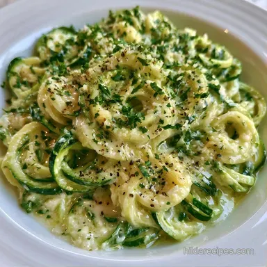 Keto Zucchini Pasta Recipe for 4 Servings Recipe Card