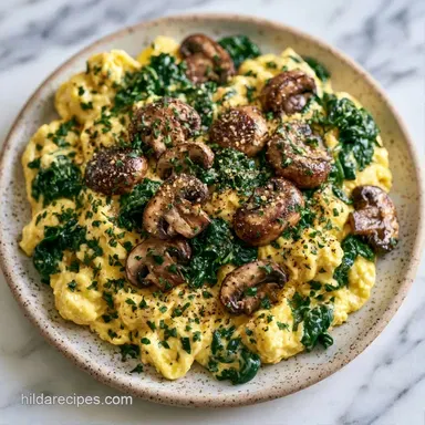 Mushroom Egg Scramble in 15 Minutes Recipe Card