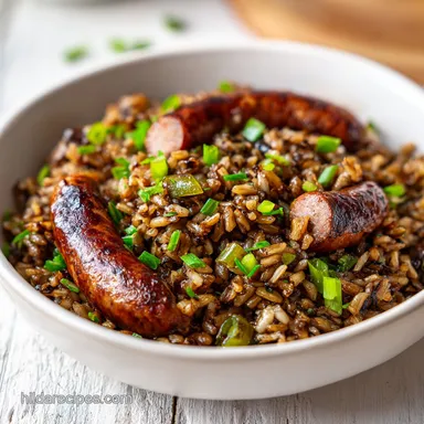 Sausage Lentil Dirty Rice with Andouille Recipe Card