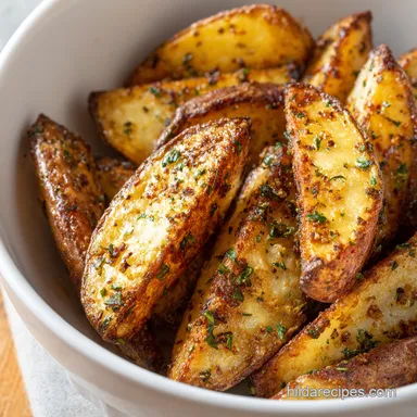 Seasoned Baked Potato Wedges: For 4 Servings Recipe Card