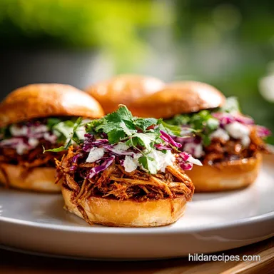 Slow Cooker Pulled Pork Sandwiches for 8 Servings Recipe Card