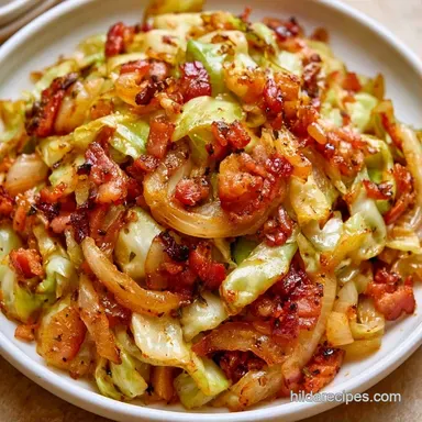 Southern Cabbage with Onion with Bacon Recipe Card