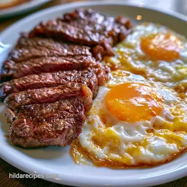 Steak and Eggs in 20 Minutes Recipe Card
