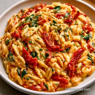Sundried Tomato Boursin Baked Orzo