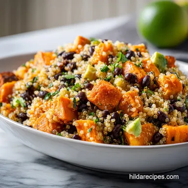 Roasted Sweet Potato Black Bean Quinoa for 4 Recipe Card