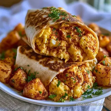 Crispy Vegetarian Breakfast Burrito Recipe Card