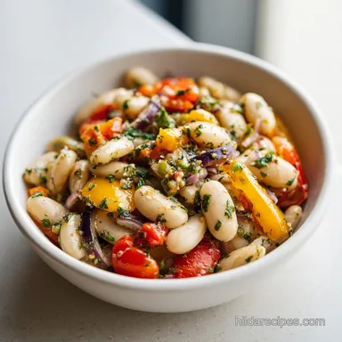 Mediterranean White Bean Salad for 4 Servings Recipe Card