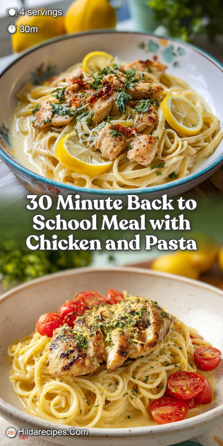 Close-up of golden chicken pieces mingling with perfectly cooked pasta in a lusciously smooth, orange-hued sauce.