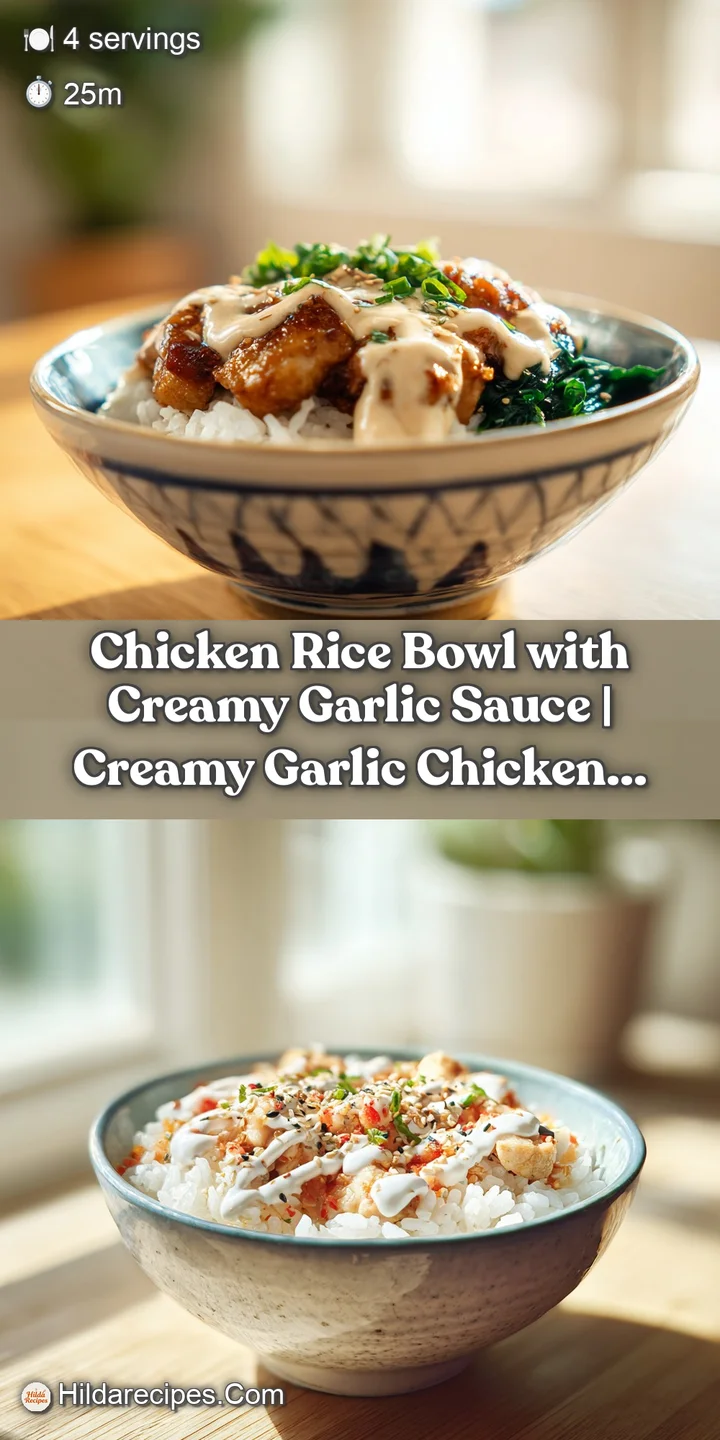 Close-up showcasing juicy chicken pieces coated in a rich, creamy garlic sauce, nestled on fluffy rice. A truly tempting b...