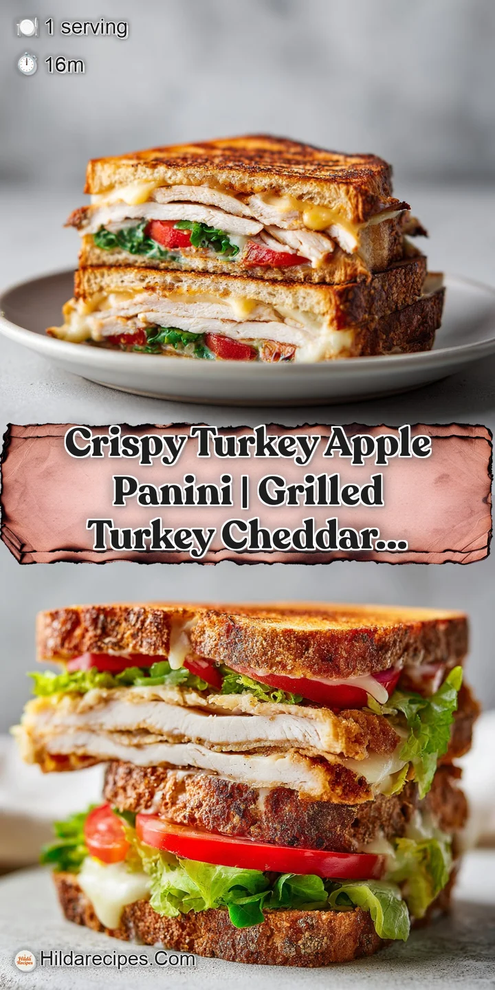 A close-up shot of a perfectly grilled turkey panini, showing melted cheddar and sweet apple chunks.