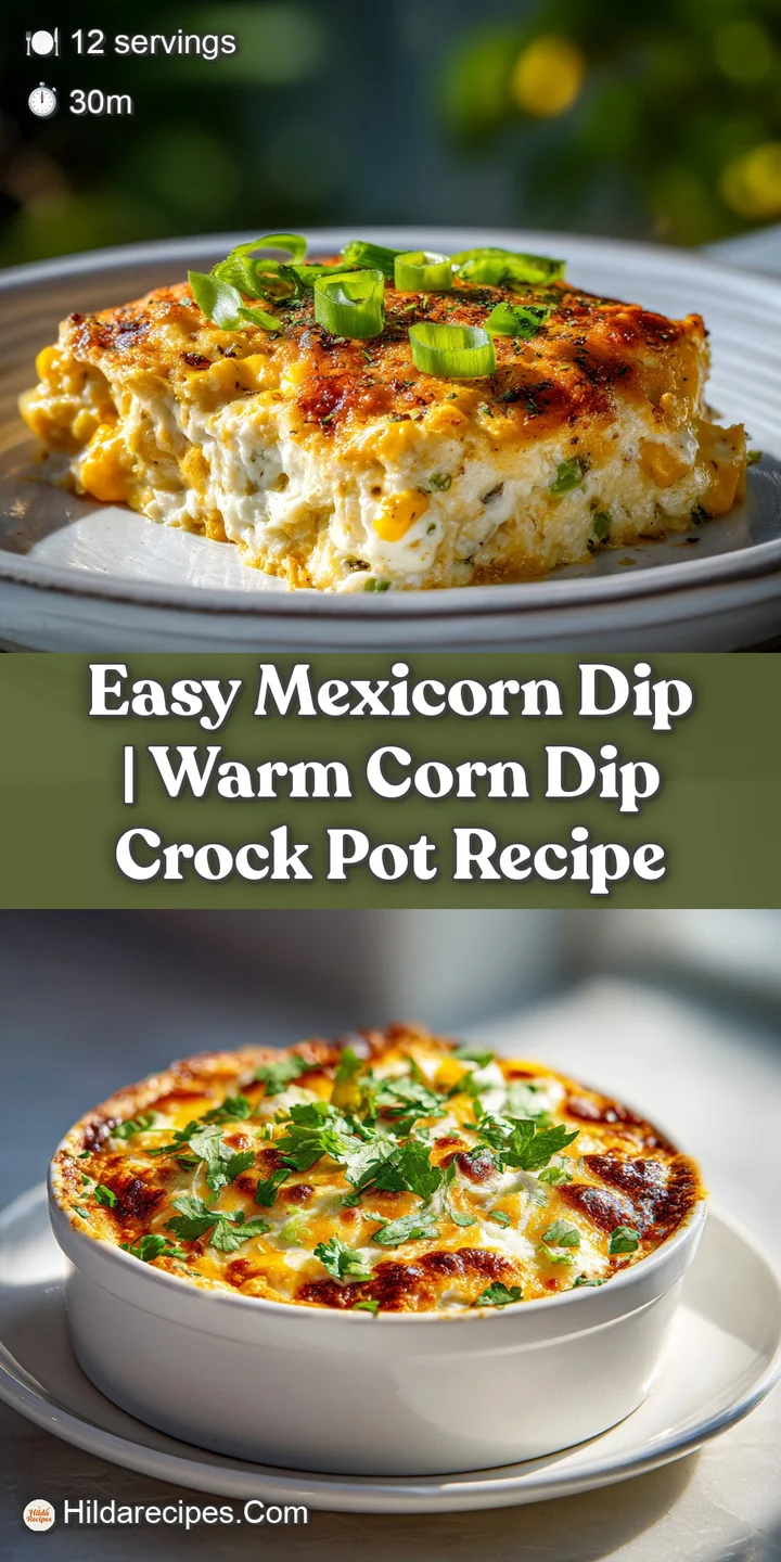 Close-up of rich, creamy Mexicorn dip, showcasing textures of corn, peppers, and cream cheese. Sprinkled cilantro adds pop...