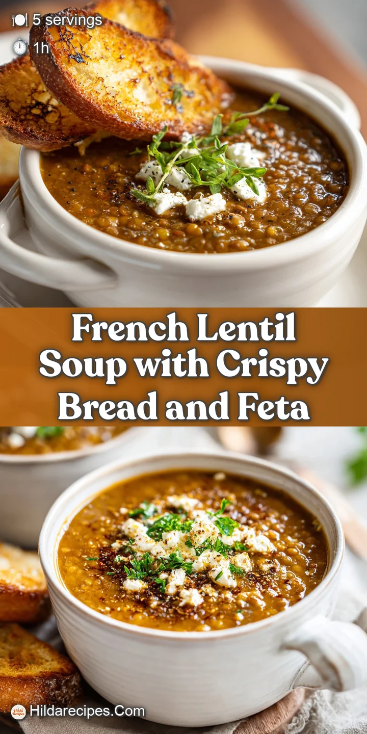 Close-up of hearty lentil soup: vibrant green lentils, diced carrots, celery & salty feta create an appetizing and warm meal.