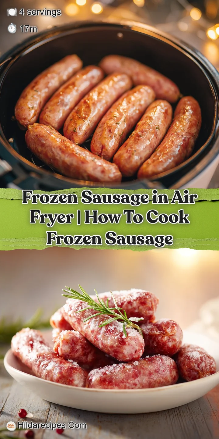 Close-up of a perfectly air-fried sausage link, revealing a deep brown, slightly crinkled skin and juicy interior.