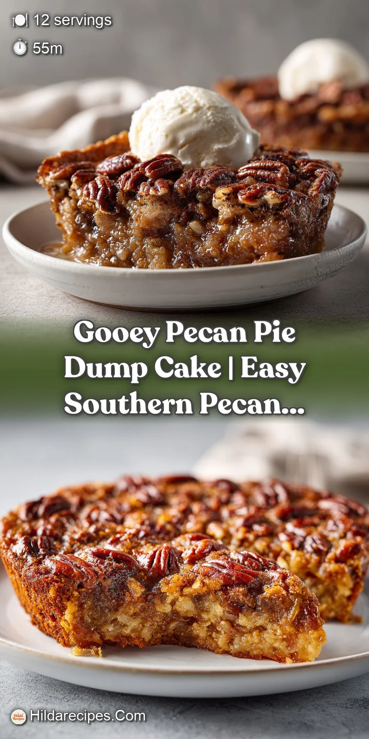 Close-up of a rich, brown pecan pie cake with melted caramel-like topping and moist crumbles.