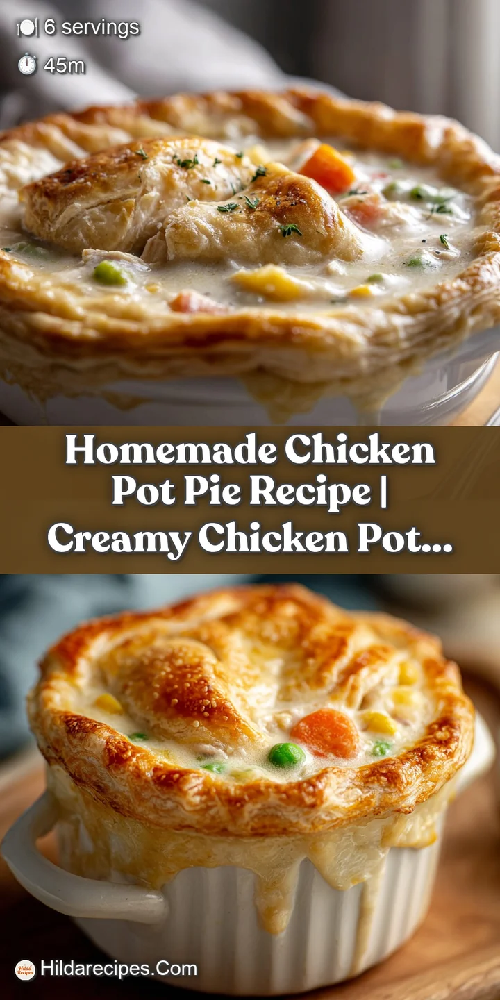 Close-up of a steaming chicken pot pie crust, revealing a rich, creamy filling studded with peas and carrots.