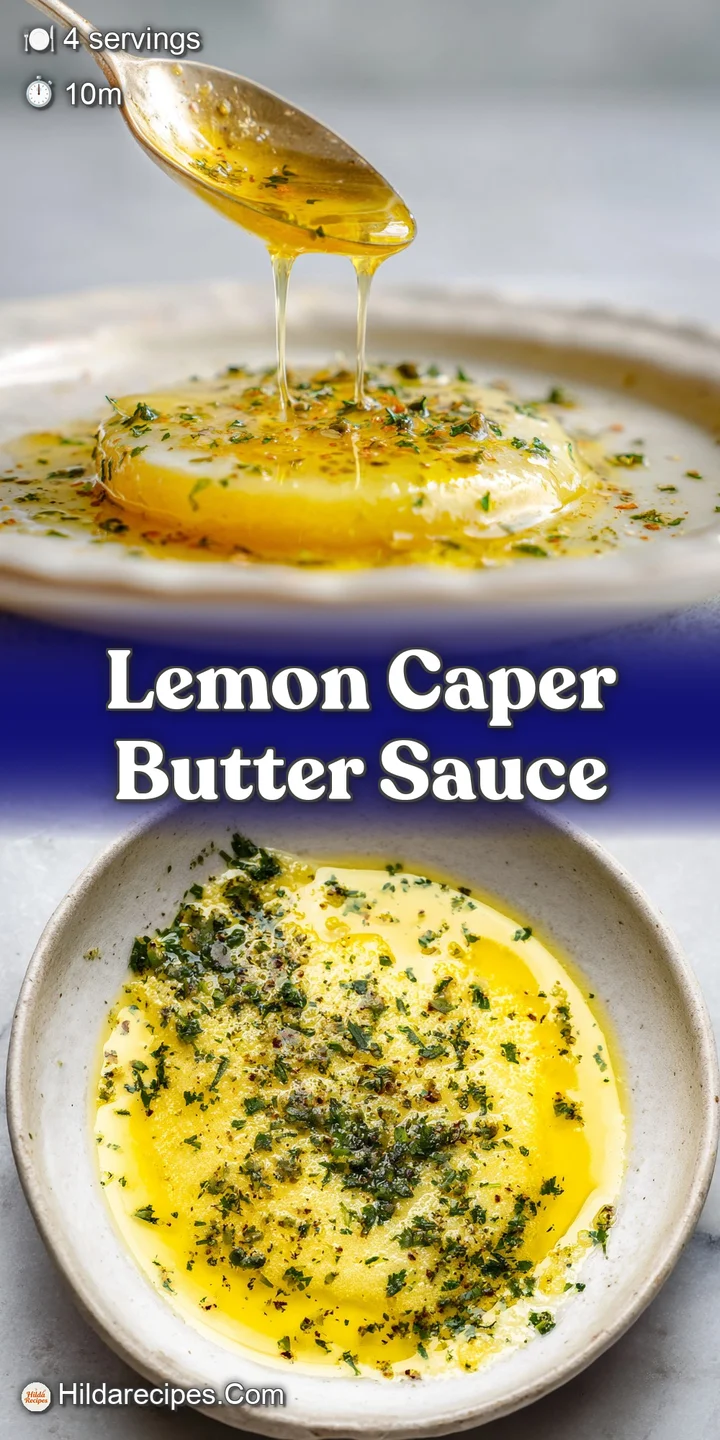 Close-up of glistening lemon-butter sauce, showcasing the bright acidity & salty capers on tender pasta; mouthwatering tex...