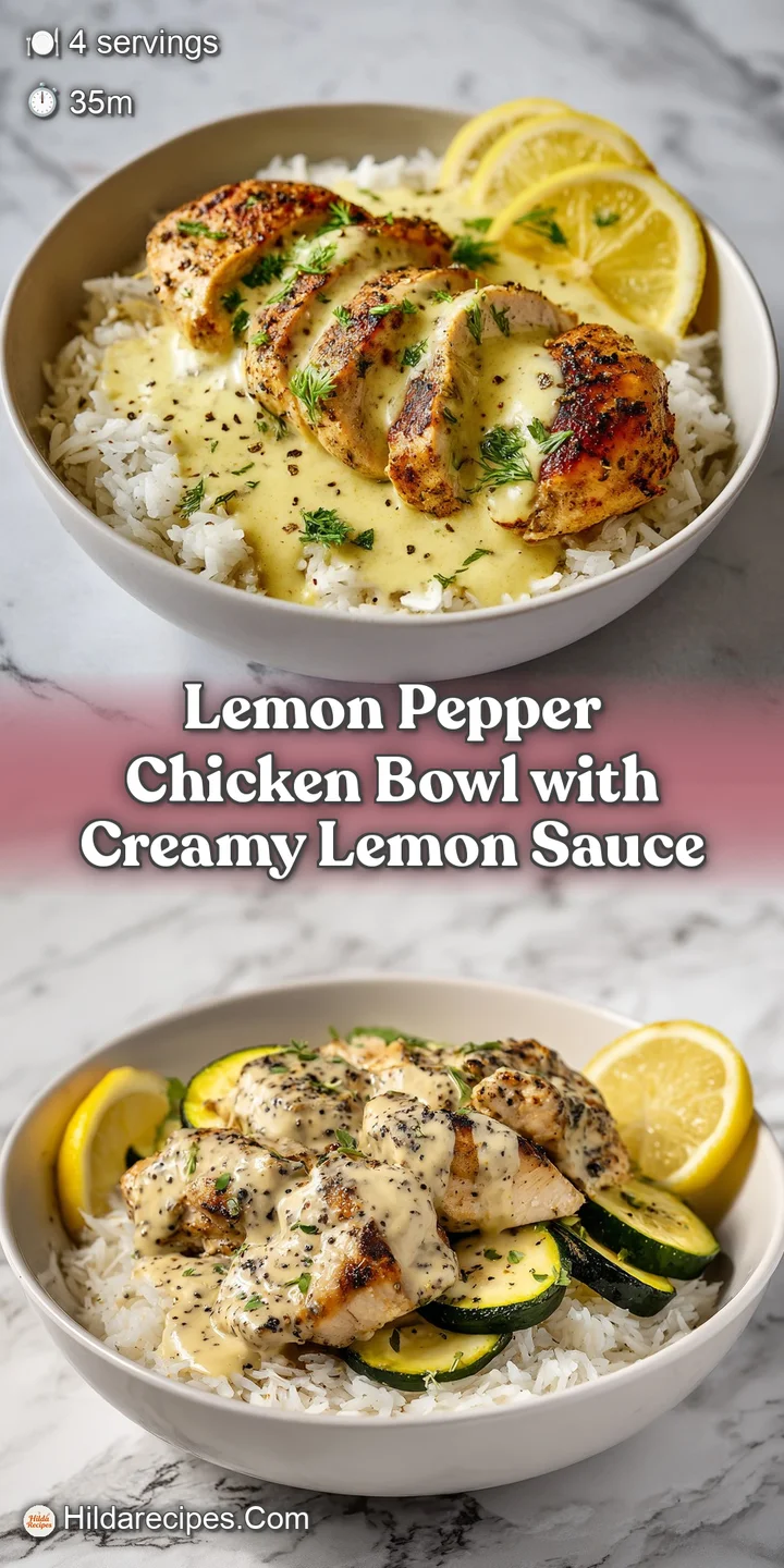 Close-up of juicy lemon pepper chicken pieces glistening with sauce, nestled among fresh greens and grains in a bowl.