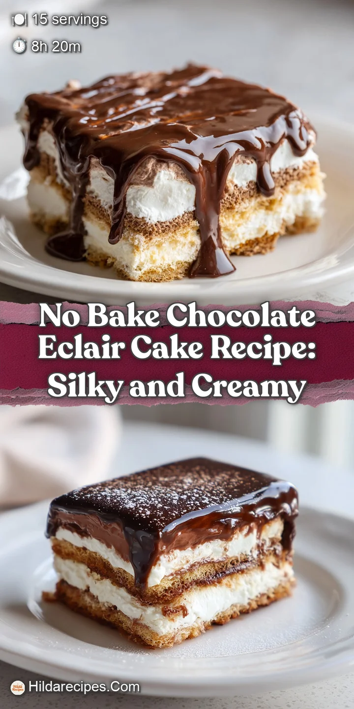 Close-up reveals the creamy texture of this no-bake cake. Rich chocolate frosting glistens over layers of graham crackers ...