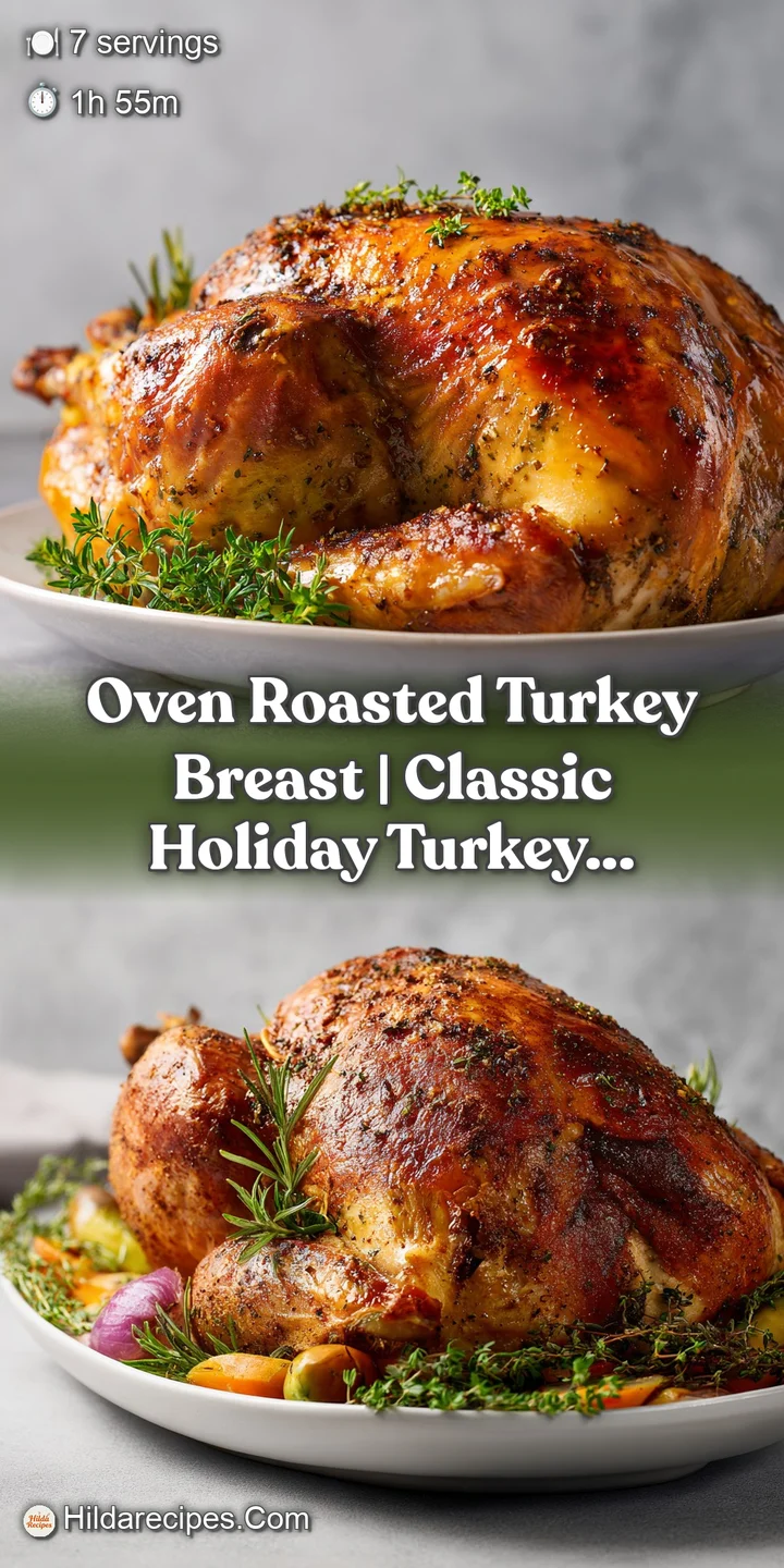 A close-up reveals the succulent texture of carved roasted turkey breast, with golden skin and hints of herb butter.