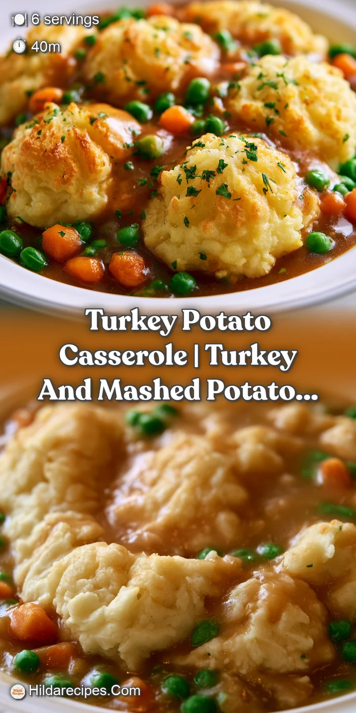 Extreme close-up of bubbling melted cheese and toasted potato edges with succulent chunks of savory roasted turkey.
