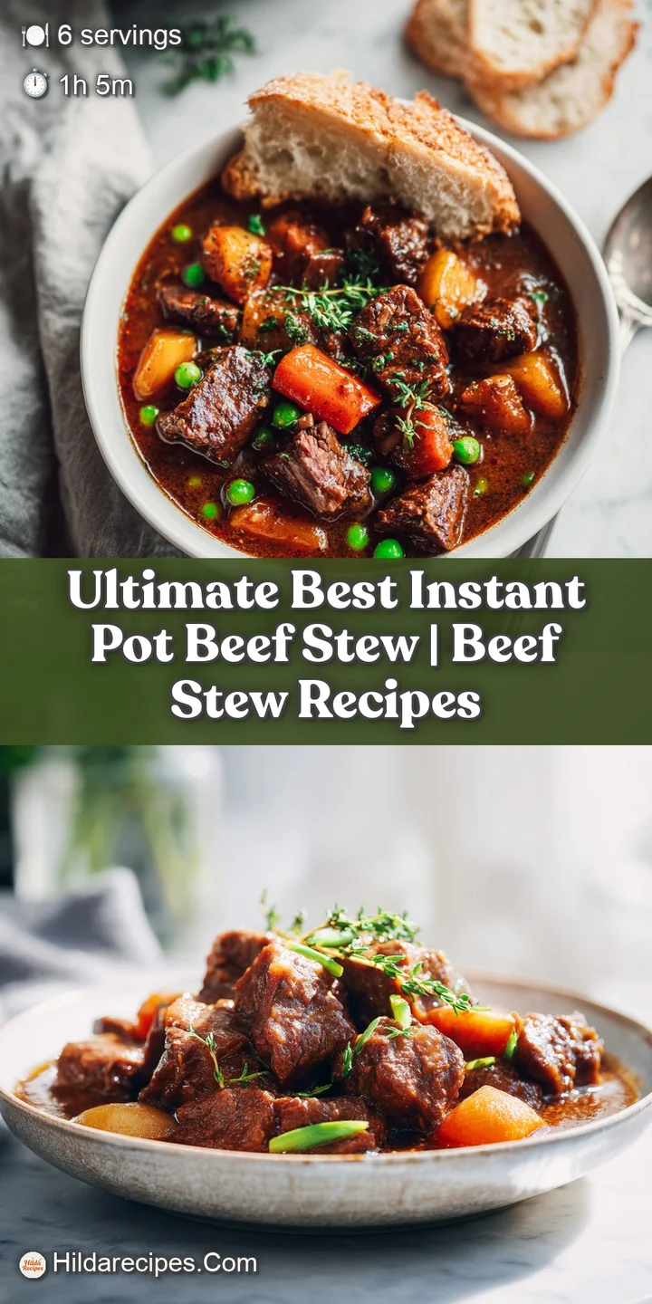 Close-up of tender, slow-cooked beef chunks in a glossy, herb-infused stew broth.