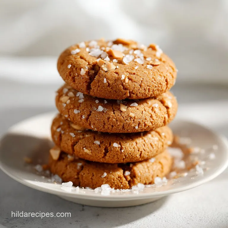 Two rustic peanut butter cookies arranged artfully on a slate board, one broken to show soft texture.