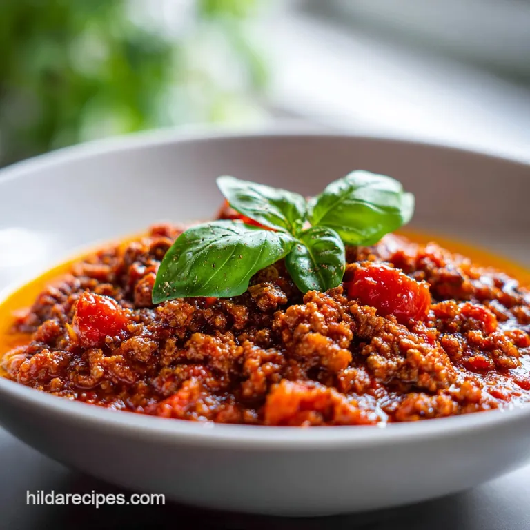 A swirl of silky bolognese sauce atop perfectly cooked pasta, garnished with a sprinkle of vibrant green parsley.