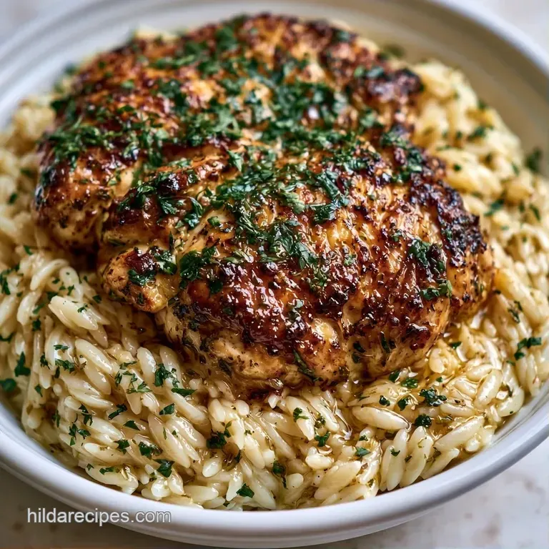 Elegant plating of creamy white pasta and golden chicken pieces in a matte grey bowl with a side of crusty bread.