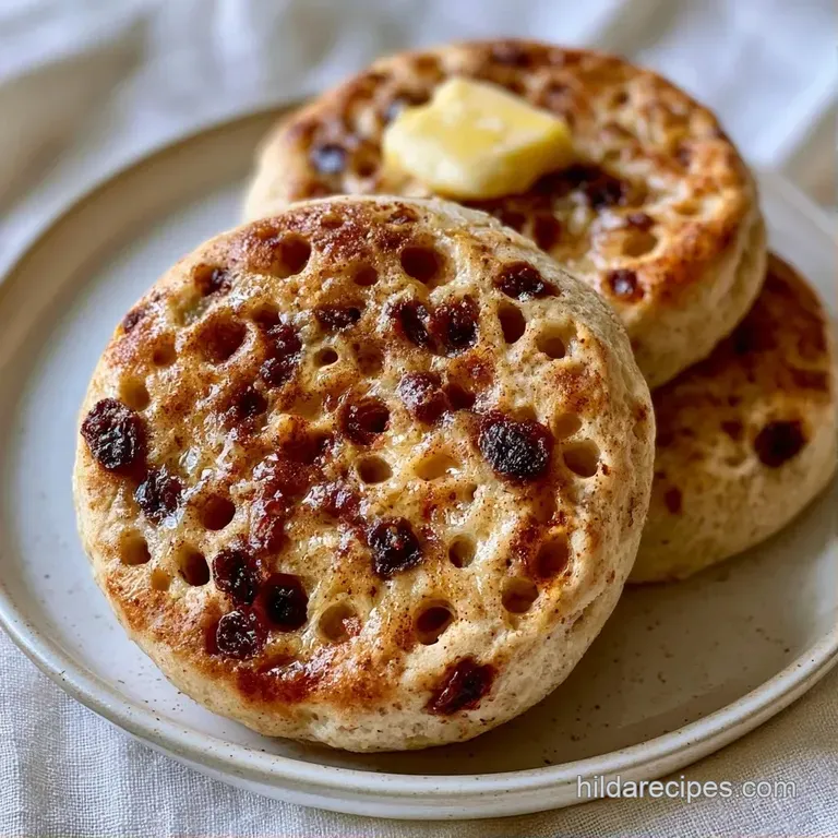 Two split muffins on a white ceramic plate with melted butter pooling in nooks and crannies and a side of jam