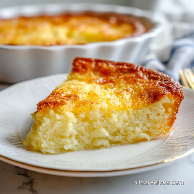 A slice of the golden pie, revealing a tender, layered interior, artfully presented on a rustic plate.