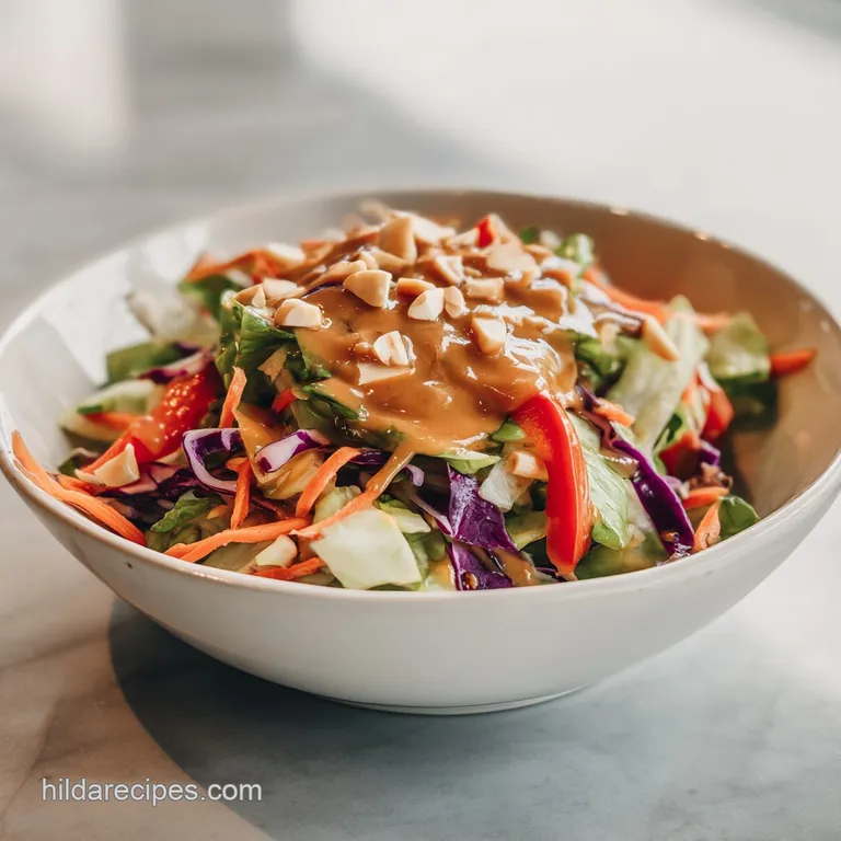 Thai Crunch Salad CPK Copycat with Peanut Ginger Sauce