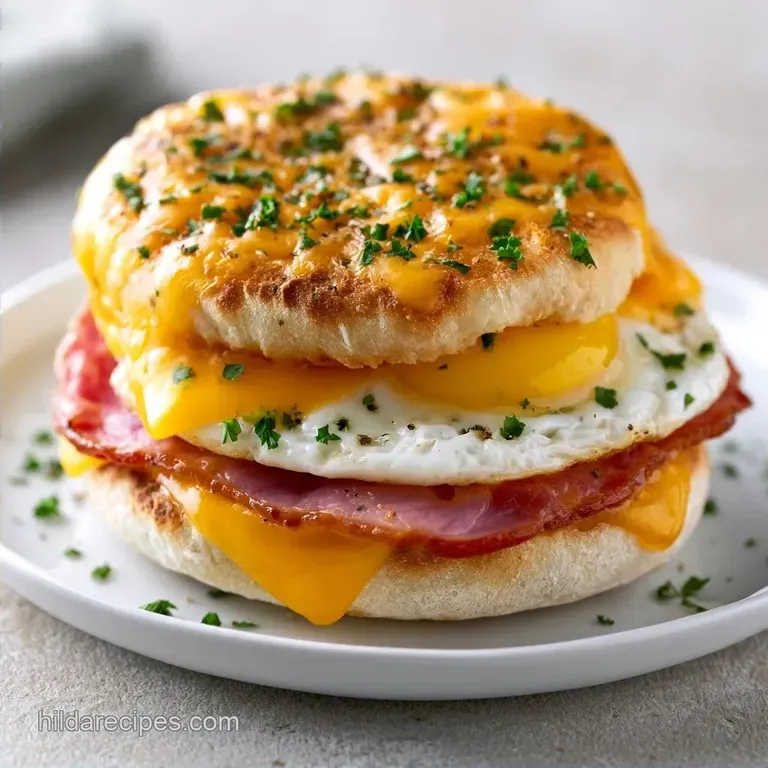 English Muffin Breakfast Sandwich with Canadian Bacon